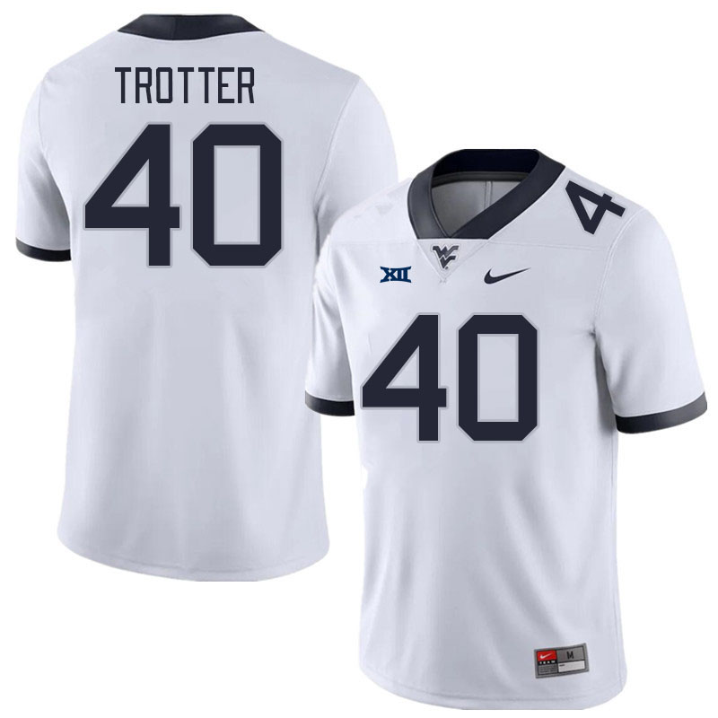 Men #40 Josiah Trotter West Virginia Mountaineers College Football Jerseys Stitched Sale-White - Click Image to Close